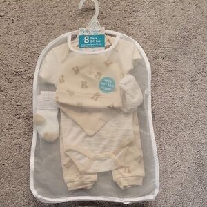Tan and White Cozy Matching Set with Hat